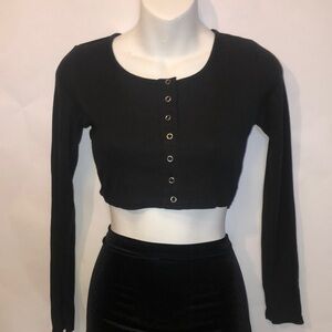 Crop Top Long Sleeves Black